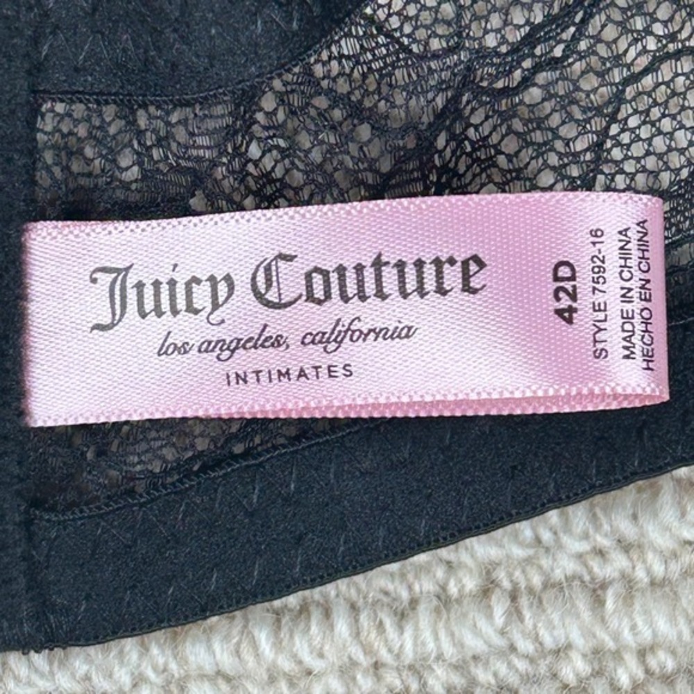 Juicy Couture Lace Bra Womens 42D Black Coquette Y2K‎ Aesthetic Style 7592-16 - Picture 2 of 8